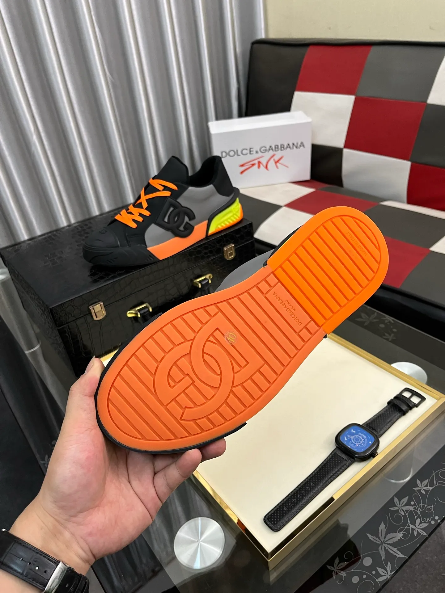 Men's Men's Shoes 💰500⌚️⌚️••Dolce&Gabbana••DG✔️High-end men's sports and casual shoes. Original goods from top counters. Original imported cowhide, multi-material splicing design ➕Imported cowhide lining, cowhide feet ➕Original TPR elastic outsole. Size: 35-46